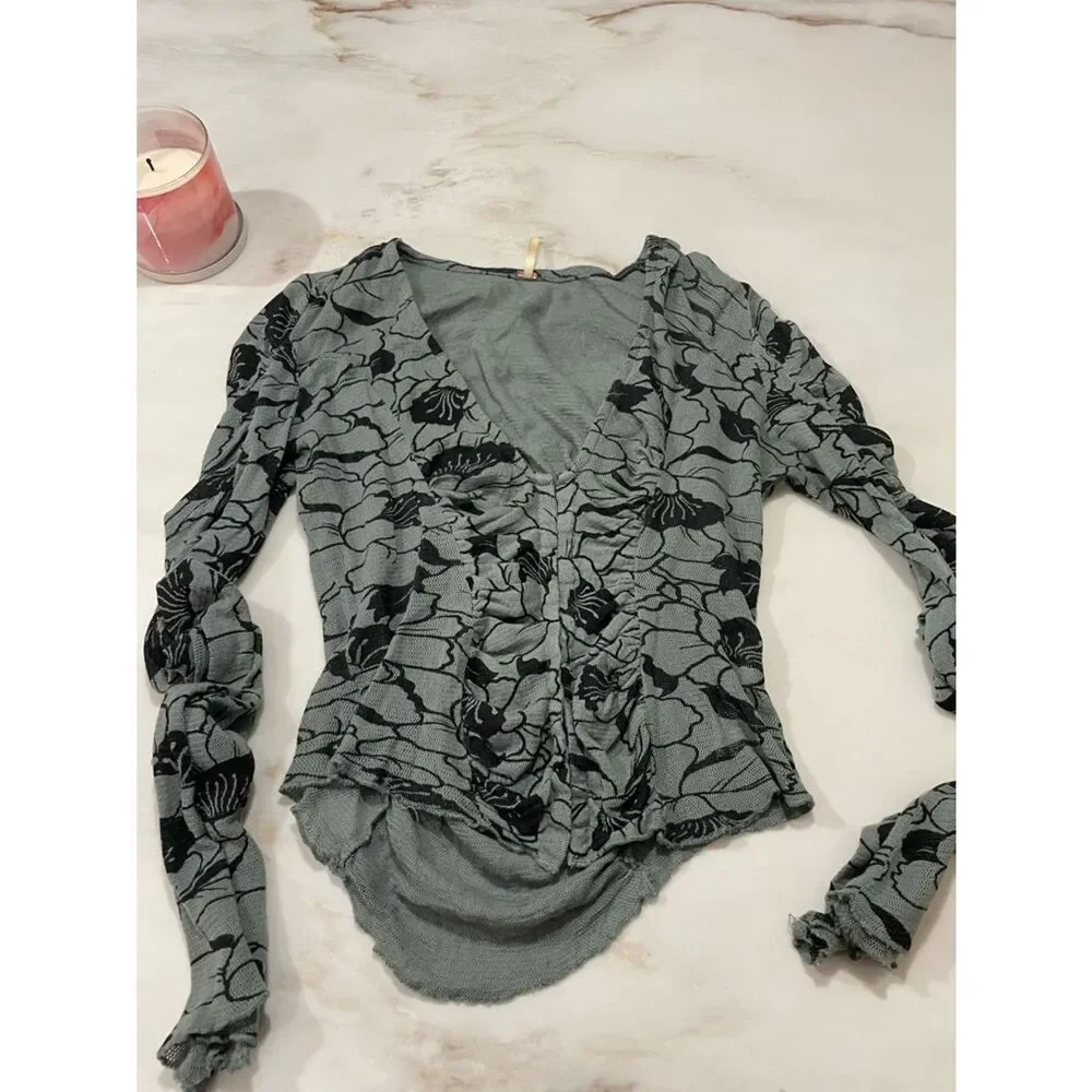 Free People Through the Meadow Ruched Mesh Top